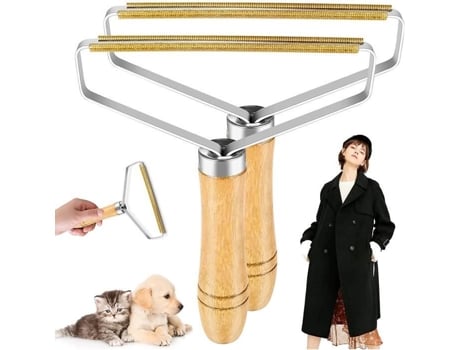 Removedor de fiapos, 2 peças portátil removedor de fiapos com alça de madeira manual anti escova de cabelo escova portátil removedor de fiapos PILPOIL