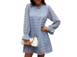 2026 vestido Midi de Chiffon com Manga Longa e Gola V para Mulher