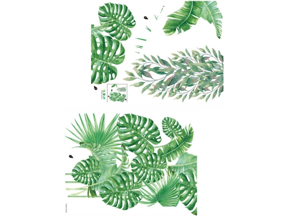 Adesivos De Parede Em Duas Peças, Adesivo Macio, Pvc Sem Resíduos, Plantas Tropicais.