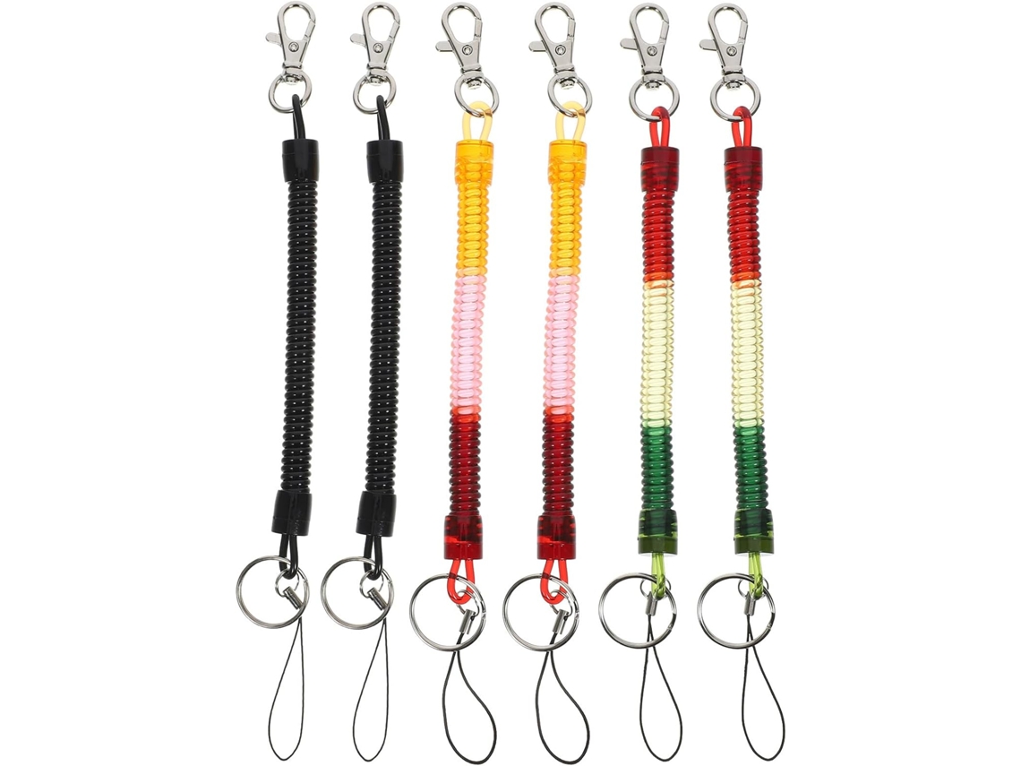 Conjunto De 6 Chaveiros Anti-perda Para Uso Externo Com Mola Retrátil, Em Liga Metálica E Tpu, Com 22 Cm De Comprimento.