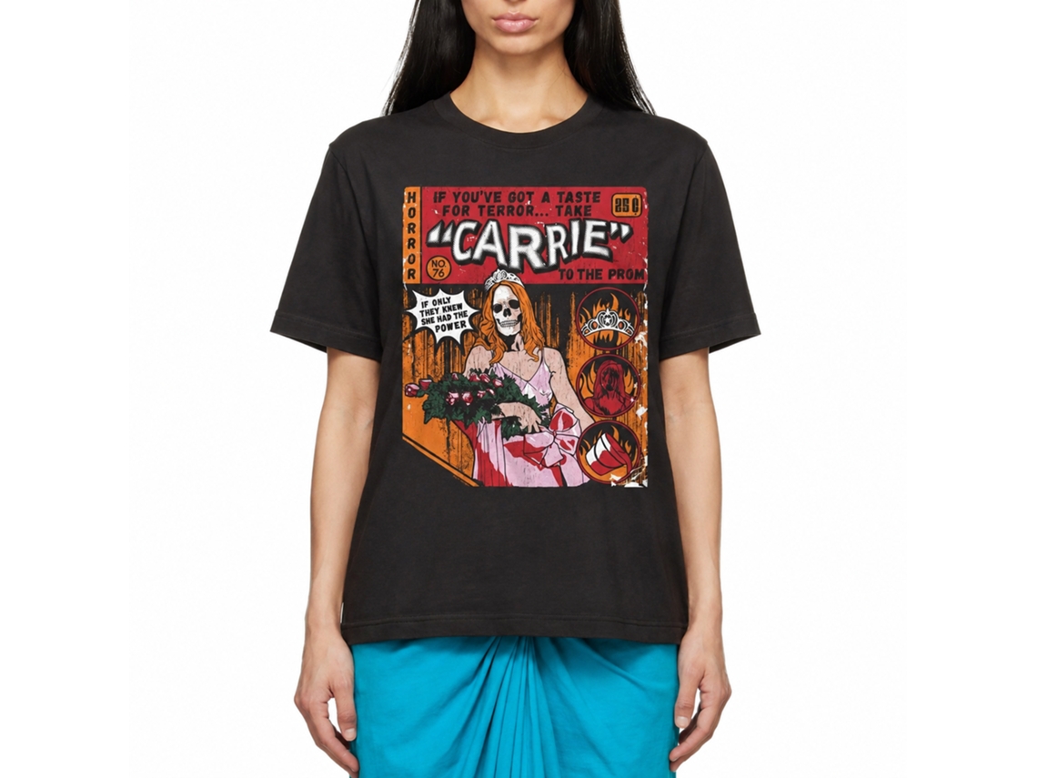 Rockinstone Carrie Movie Comic Black Adult T-shirt Size:xxxl