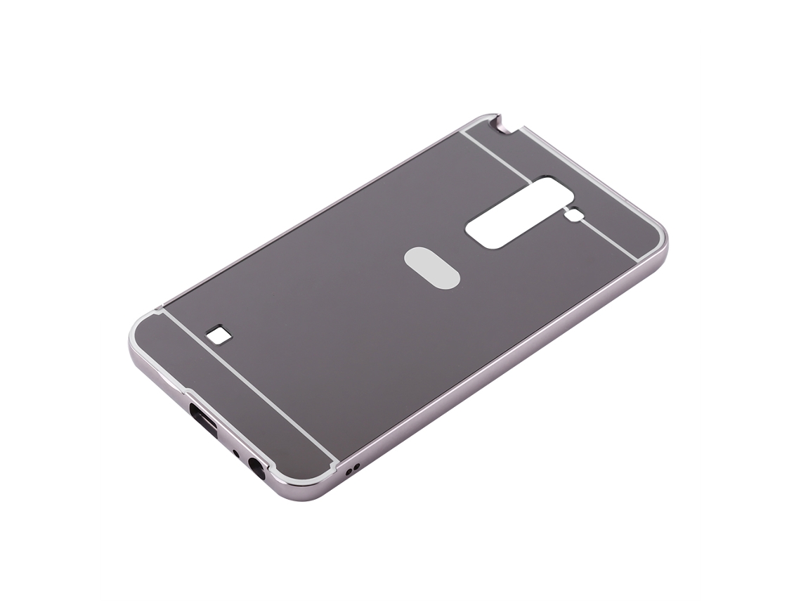Capa de Telefone Lg Stylo 2 Ls775 Moldura de Metal de Espelho Eletroplatado com Capa Traseira (preto) EOOCOO (capa Traseira com Espelho Desmontável)