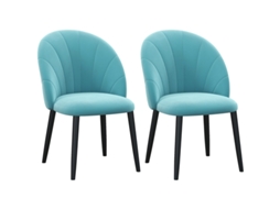 Conjunto De 2 Cadeiras Estofadas Em Metal E Veludo Verde Claro Para Sala De Estar E Jantar 52x54x79 Cm