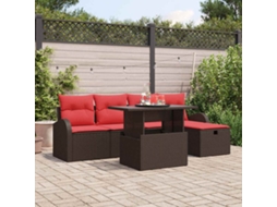 Vidaxl Conjunto De Sofá De Jardim 6 Pcs Castanho Rattan Sintético