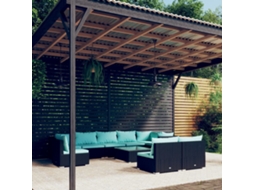 Vidaxl 10 Pcs Conjunto Lounge De Jardim C/ Almofadões Vime Pe Preto