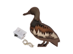 Lâmpada de madeira esculpida 3D com LED decorativa animal pato para casa | S/MARCA