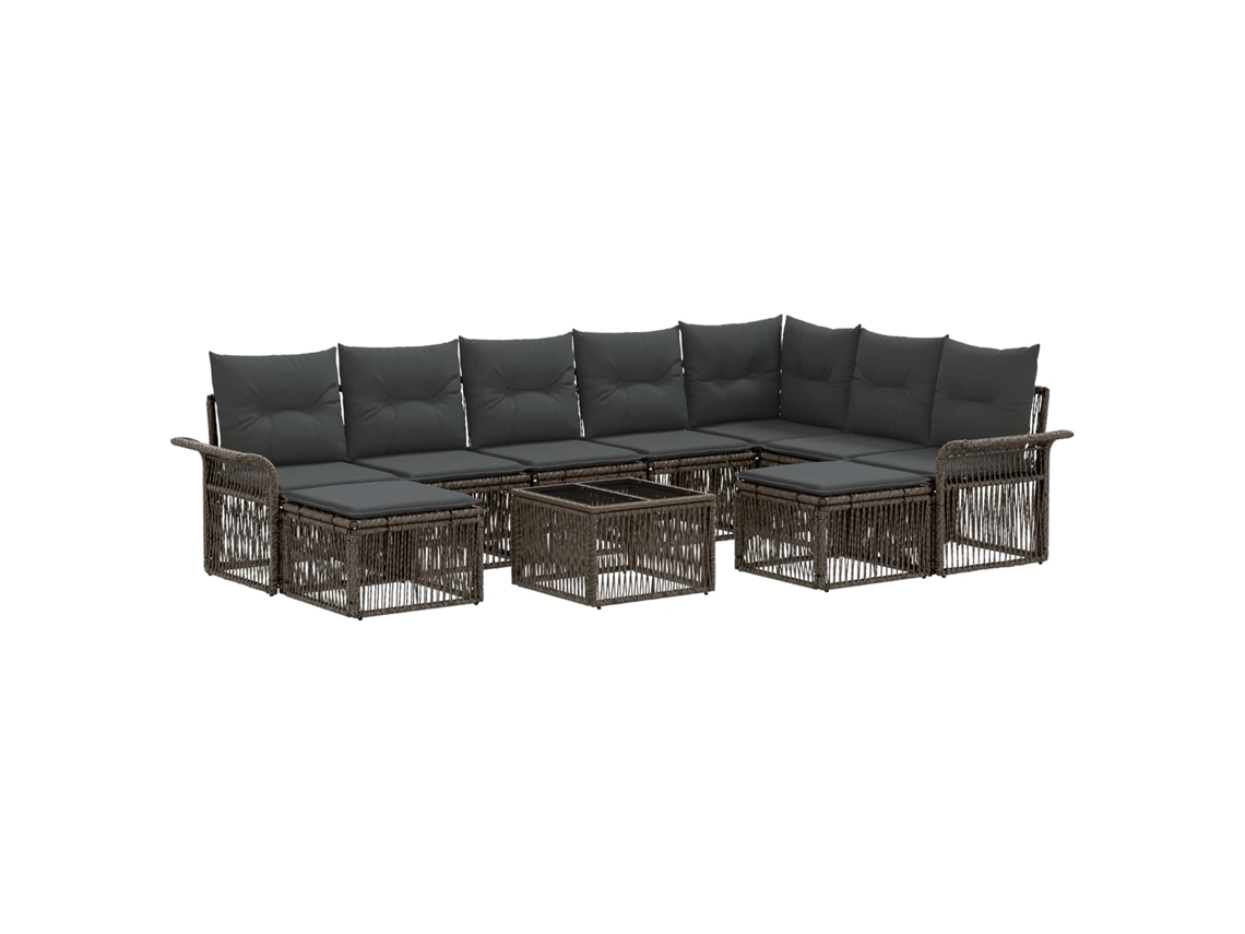 Vidaxl Conjunto De Sofá De Jardim 10 Unid. Cinza E Cinza Escuro