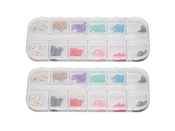 2 caixas de correntes artísticas para unhas com strass para decoração, 12 unidades cada.