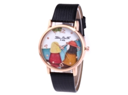 Reloj De Pulsera De Cuarzo Para Mujer Zhoulianfa Con Dial Redondo Y Correa De Piel Pu Negra