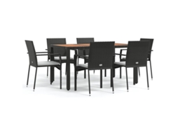 Garden Dining Set, Garden Dining Sets Vidaxl Preto Rattan / Vime (150 Cm Table Length)