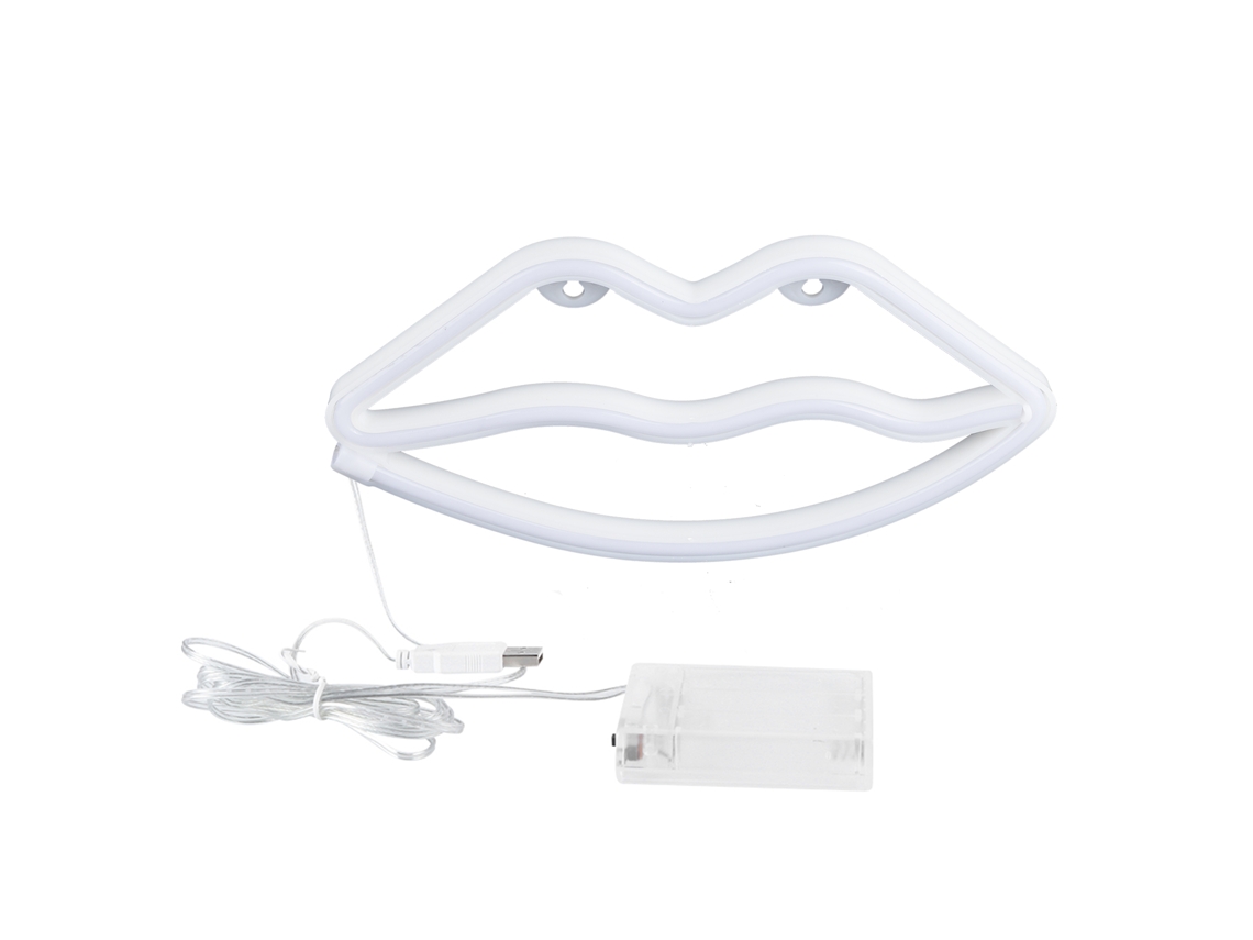 Rebe-luz De Neón Led Em Forma De Lábio Para Decoração De Casa, Bar, Festa, Aniversário, Presente - Luz Branca Quente