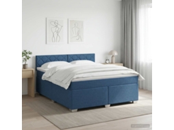 Vidaxl Cama Box Spring Com Colchão Azul 140 X 190 Cm Tecido