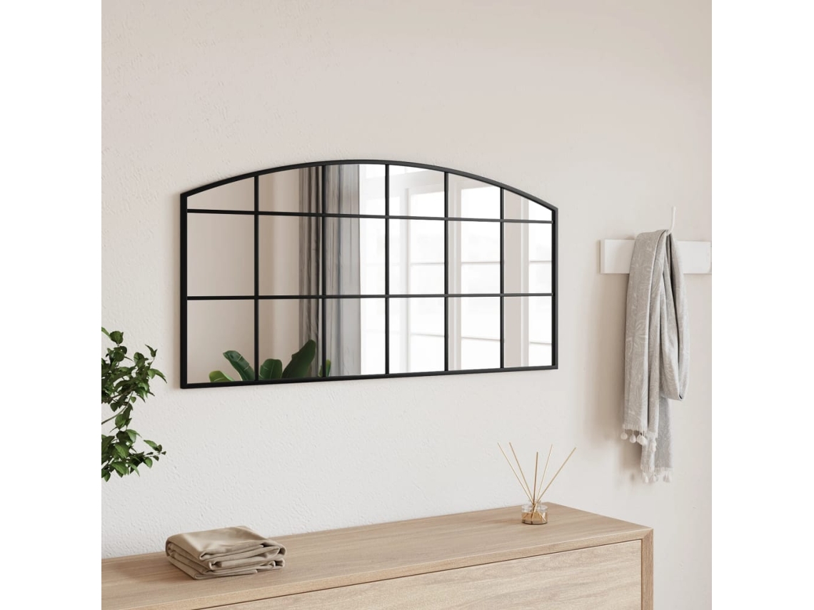 Vidaxl Espelho De Parede Arqueado 100x50 Cm Ferro Preto