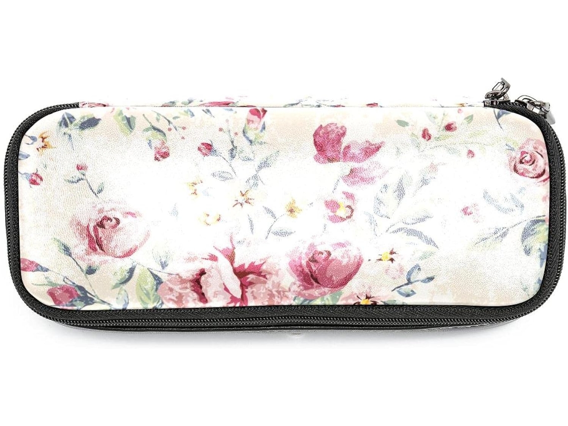 Estojo Grande Com Estampa Floral Vintage, Ideal Escola, Escritório, Adultos, Meninas E Meninos