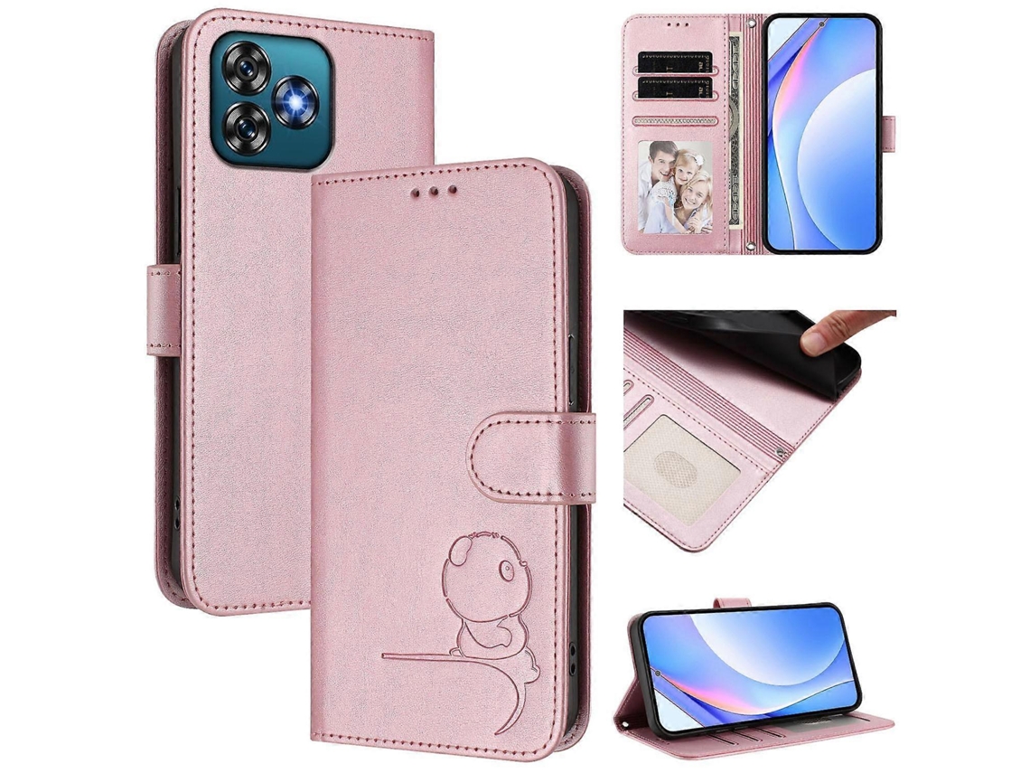 Capa De Couro Para Celular Com Rfid E Cordão Litter Panda