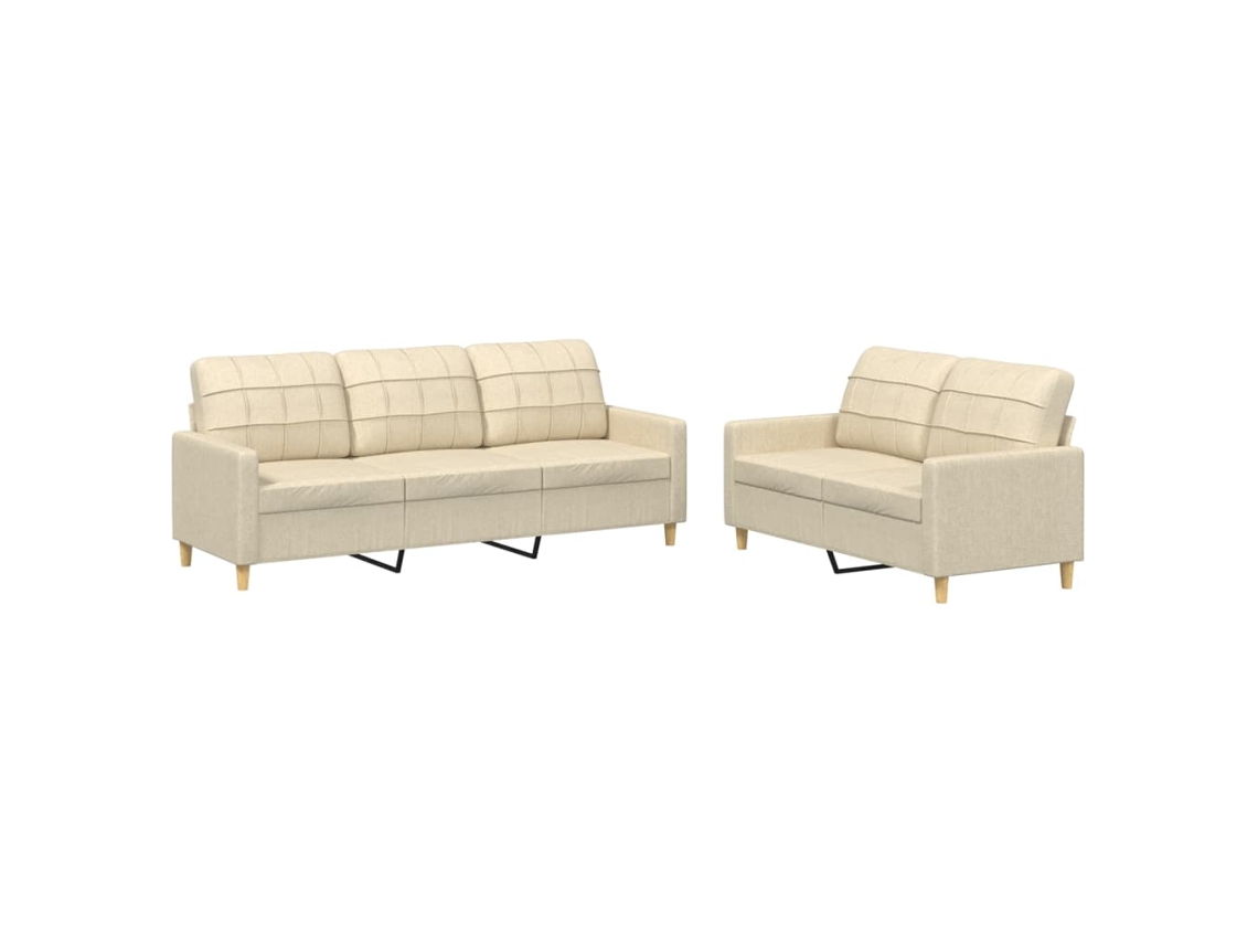Sofa Set, Sofa Sets Vidaxl Creme Tecido (n/a)