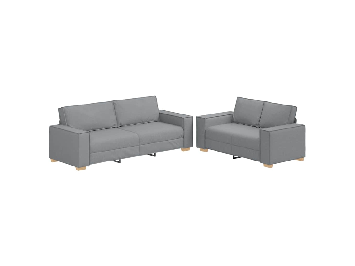 Conjunto de Sofá 2 Peças com Almofadas em Tecido Cinza Claro MAISON EXCLUSIVE