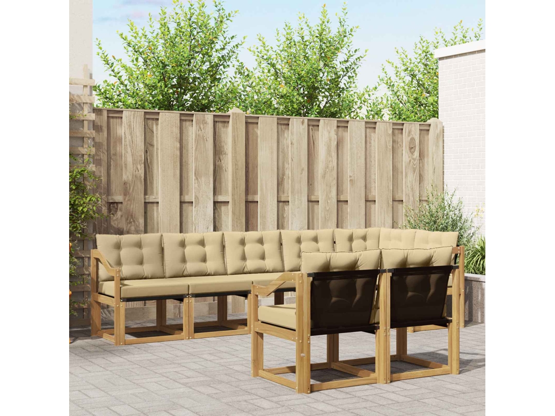 Vidaxl Conjunto De Sofás Para Exterior 8 Unid. Branco E Bege