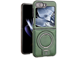 Capa Hexinyigjly Para Galaxy Z Flip 6 Com Anel Metálico, Compatível Com Magsafe Verde