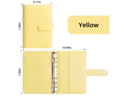 Pu Leather A6 6-ring Binder Cover Budget Planner Notebook, Yellow Single Cover