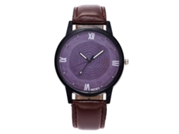 Relógio de quartzo unissex com pulseira de couro PU, estilo casual e moderno, Zhoulianfa marrom escuro.