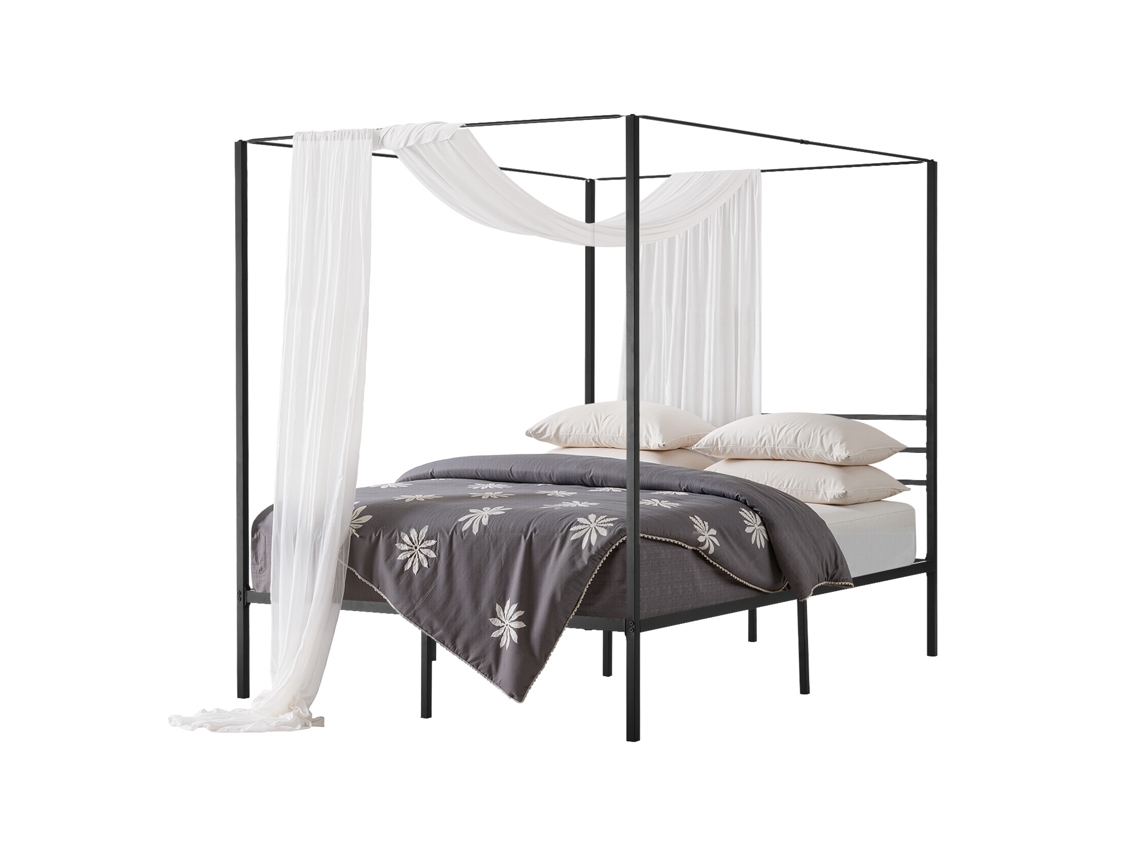 Estrutura De Cama Com Dossel Tamanho Queen Com Design De 4 Postes De Metal, Preto Vevor