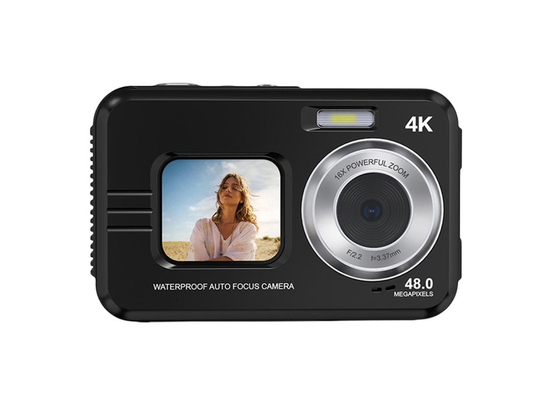 Câmera Hd À Prova D'água, 48 Mp, Tela Dupla de 2,7 Polegadas, Zoom de 16x MDUG (câmera Preta)