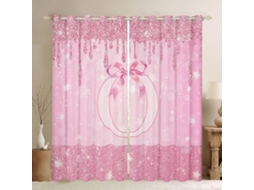Castle Fairy Conjunto De 2-cortinas Blackout Rosa Com Laço E Inicial O, Conjunto De 2 Painéis, Cortinas Com Laço