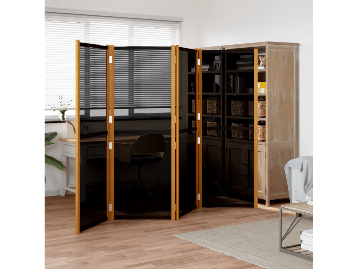 Vidaxl Divisória/biombo Com 4 Painéis 280x180 Cm Preto