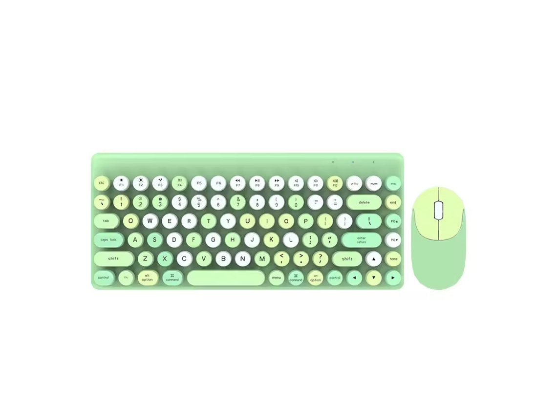 Teclado Eifson Mini 2.4g Sem Fio Com Mouse Cores Candy - Layout Em Inglês - Verde