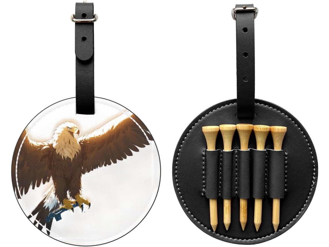 Bolsa para Guardar Tees de Golfe com Estampa de Águia em Linhas Retas, Preta S/MARCA
