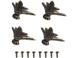 Conjunto De 4 Protetores Canto Em Metal Latão Antigo Para Pés Caixas Joias Madeira, Protetores Decorativos