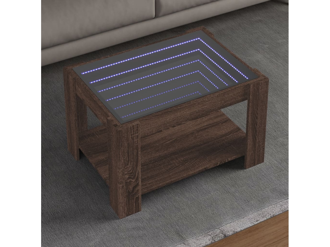 Vidaxl Mesa De Centro C/ Leds 73x53x45 Cm Derivados De Madeira