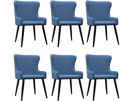 Conjunto 6 Cadeiras de Refeição  278817 Tecido Azul