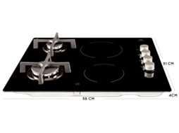 Placa de Gás e Vitrocerâmica ELECTROLUX EGE6172NOK (Elétrica e Gás Natural - 58 cm - Preto)