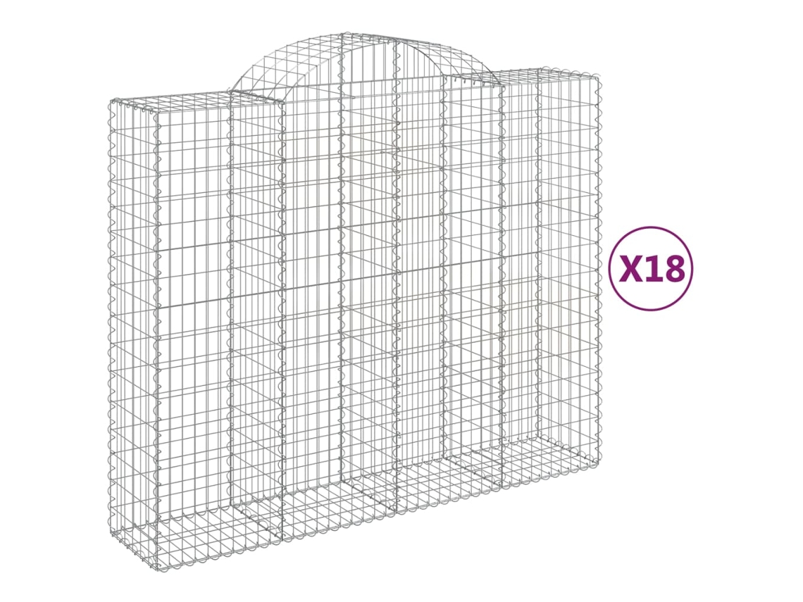 Gabion Basket, Gabion Baskets Vidaxl Prateado Ferro (200 X 50 X 160/180 Cm)