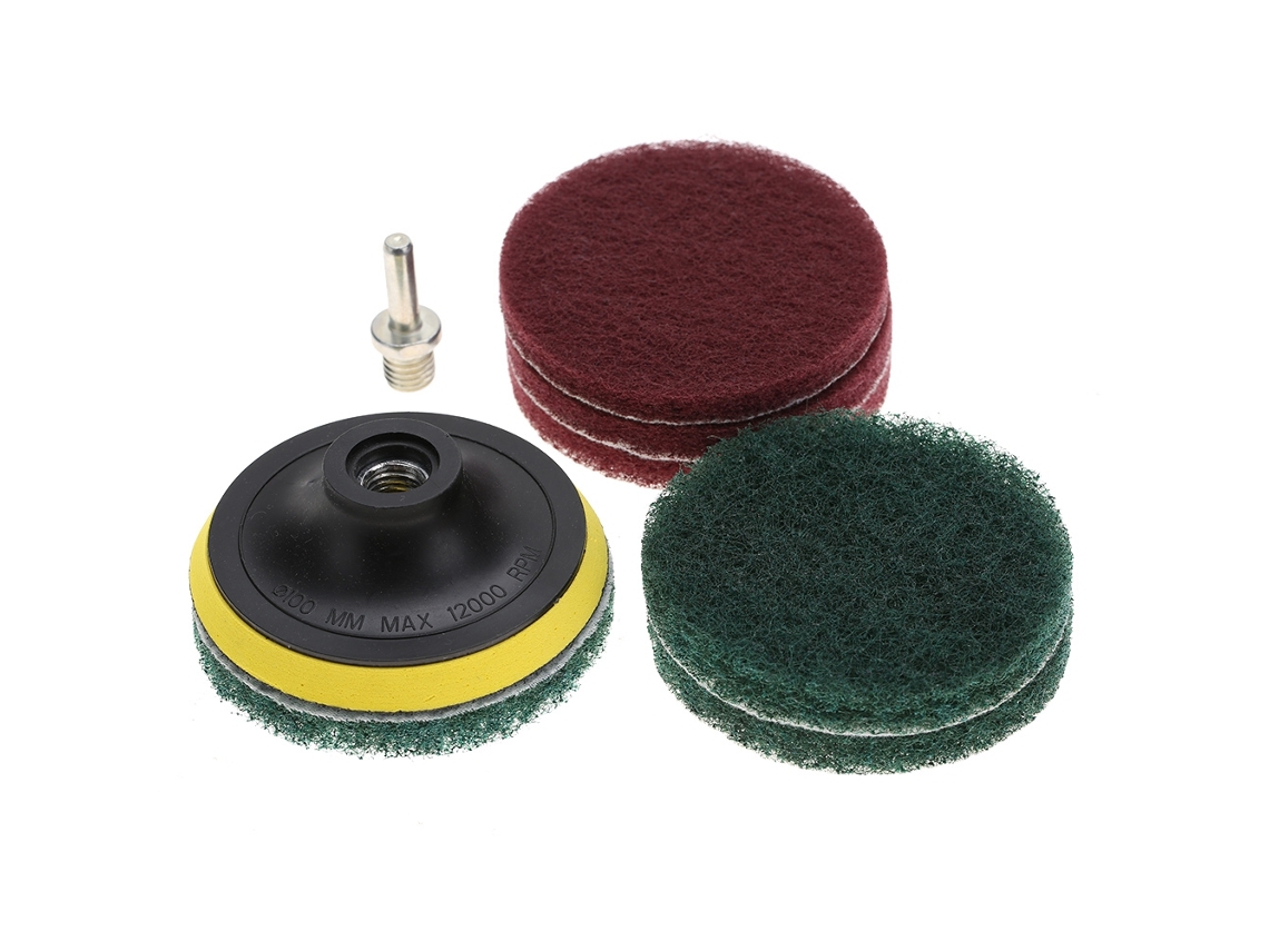 Disco de limpeza com eixo para furadeira, pads e escovas de polimento para azulejos e metais S/MARCA