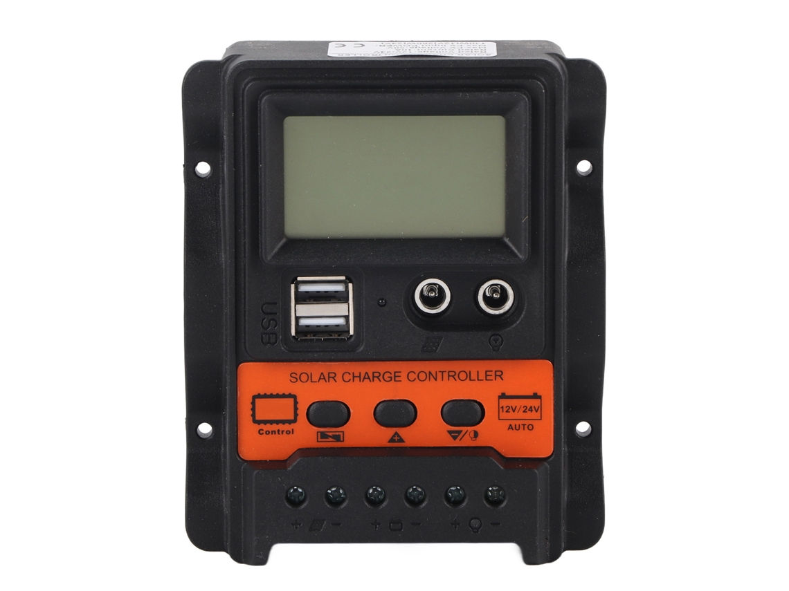 Regulador de Carga Solar Pwm Lcd 12v 24v 10a 2 Usb Painel Solar S/MARCA