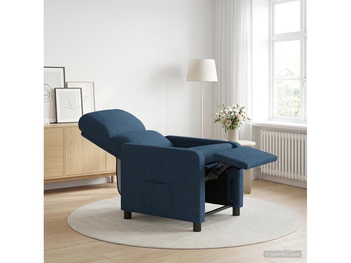 Vidaxl Reclinável Azul Tecido
