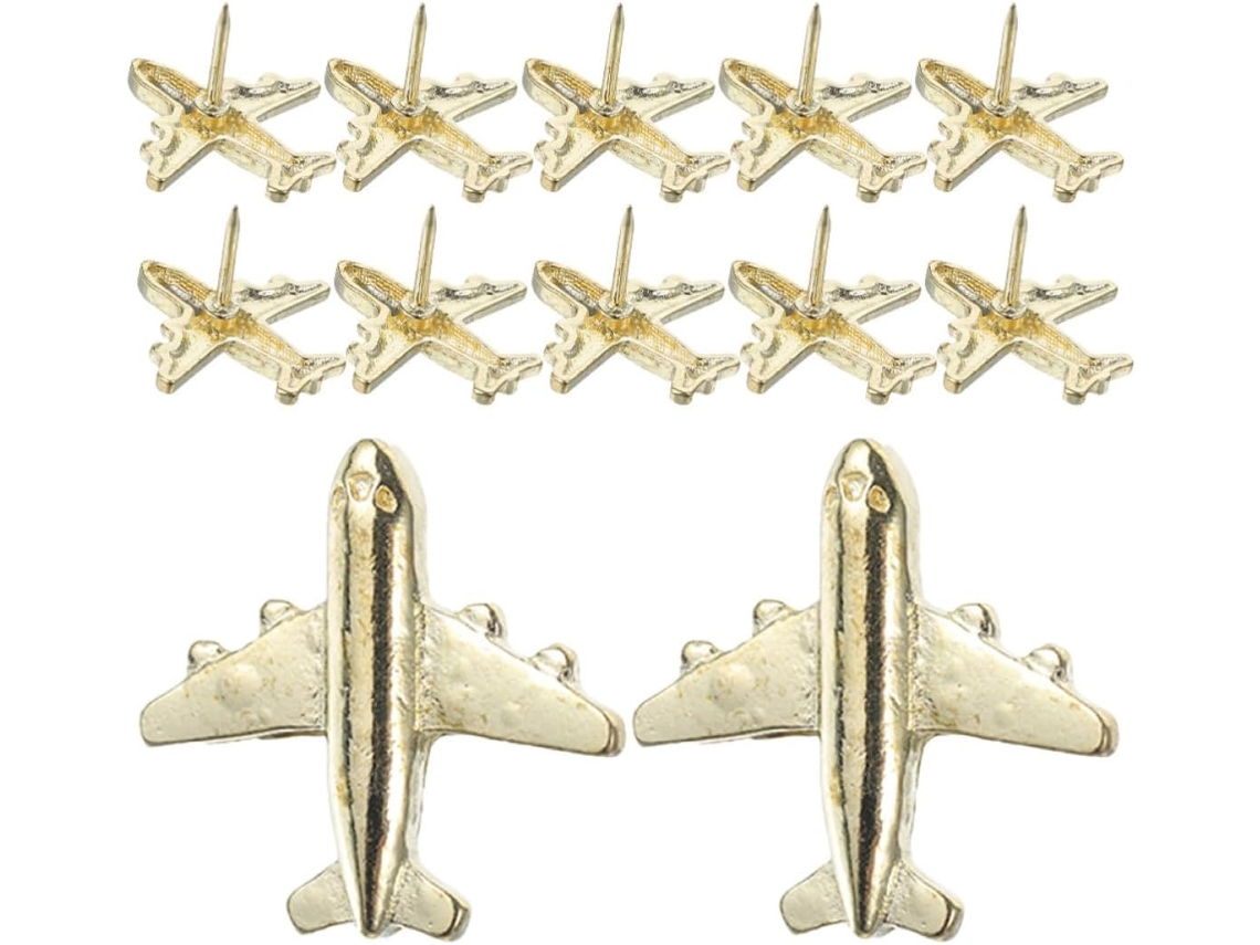 Tachinhas De Metal Em Formato Avião Para Quadros Cortiça, Ultechnovo, 24 Peças, Design Original E Durável, Efeito