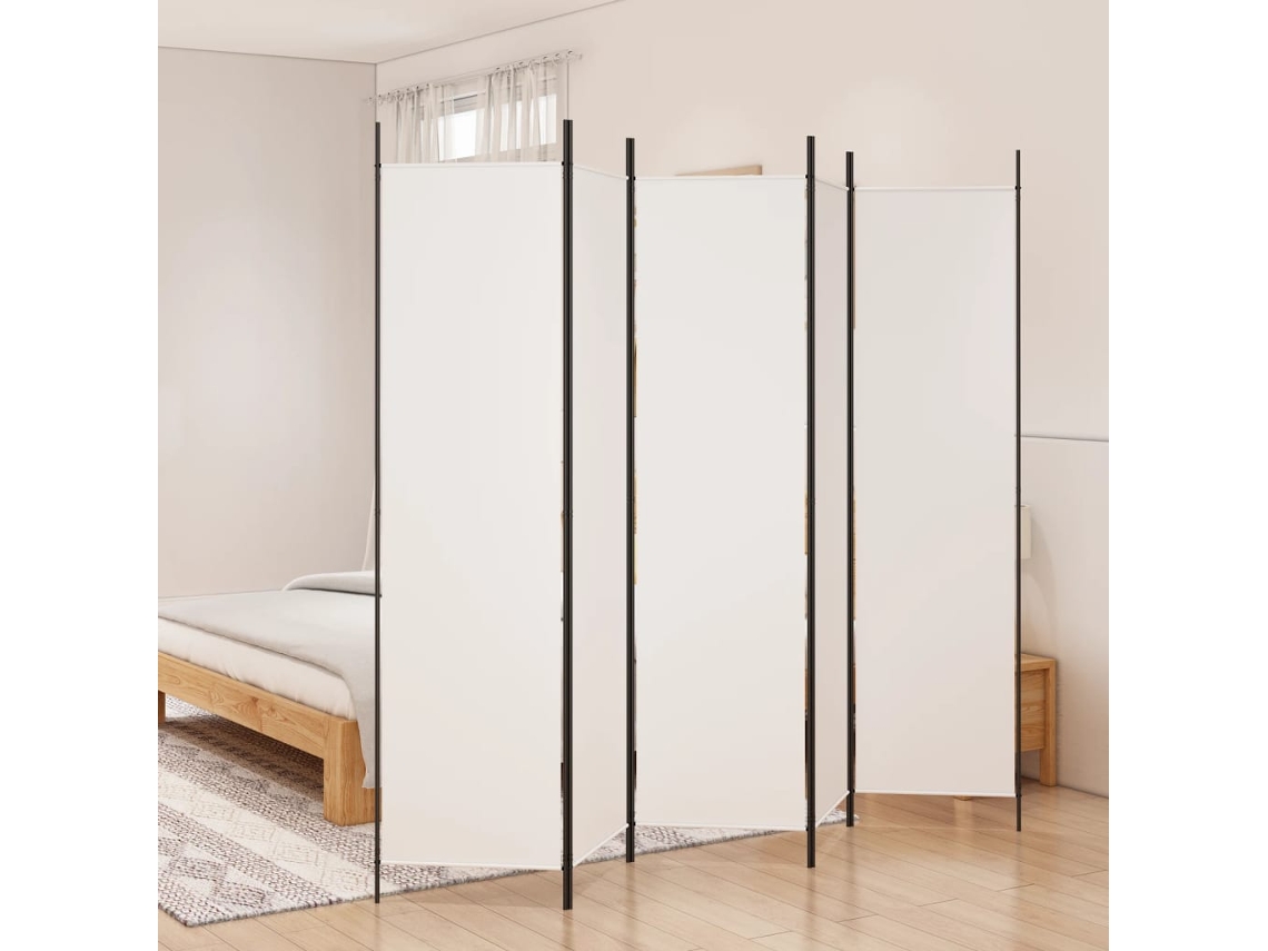 Vidaxl Biombo Com 5 Painéis 250x200 Cm Tecido Branco