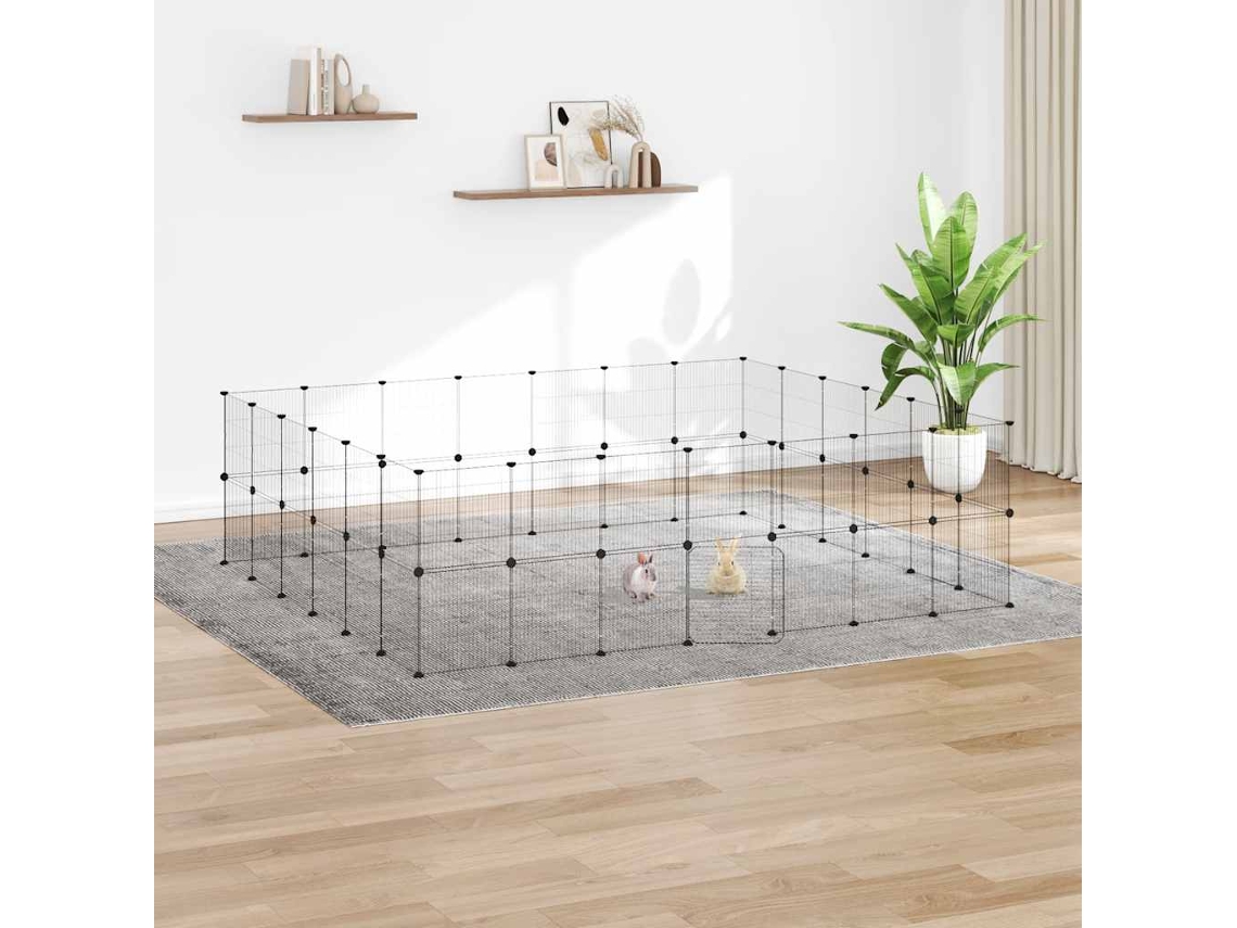 Vidaxl Gaiola P/ Animais De 52 Painéis C/porta 35x35 Cm Aço Preto