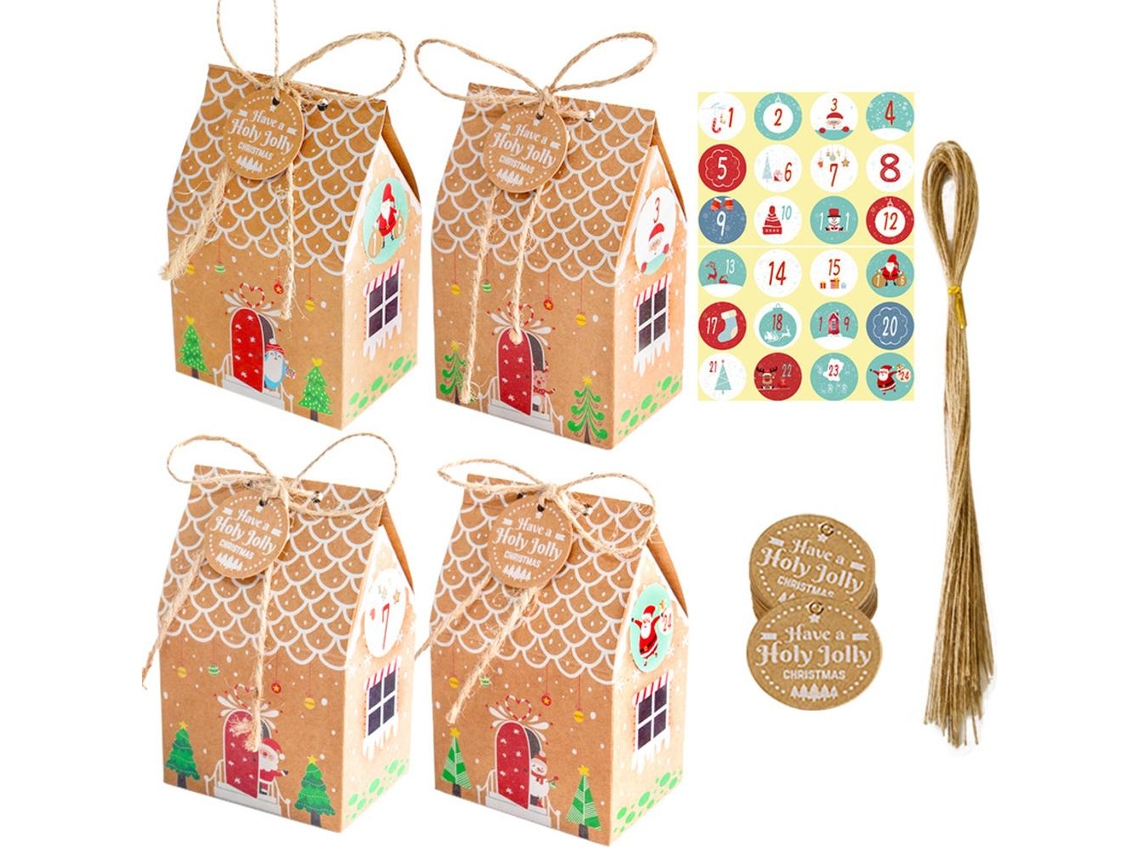 Calendário de Natal com Sacos de Papel Kraft para Doces e Biscoitos LAXISCREED