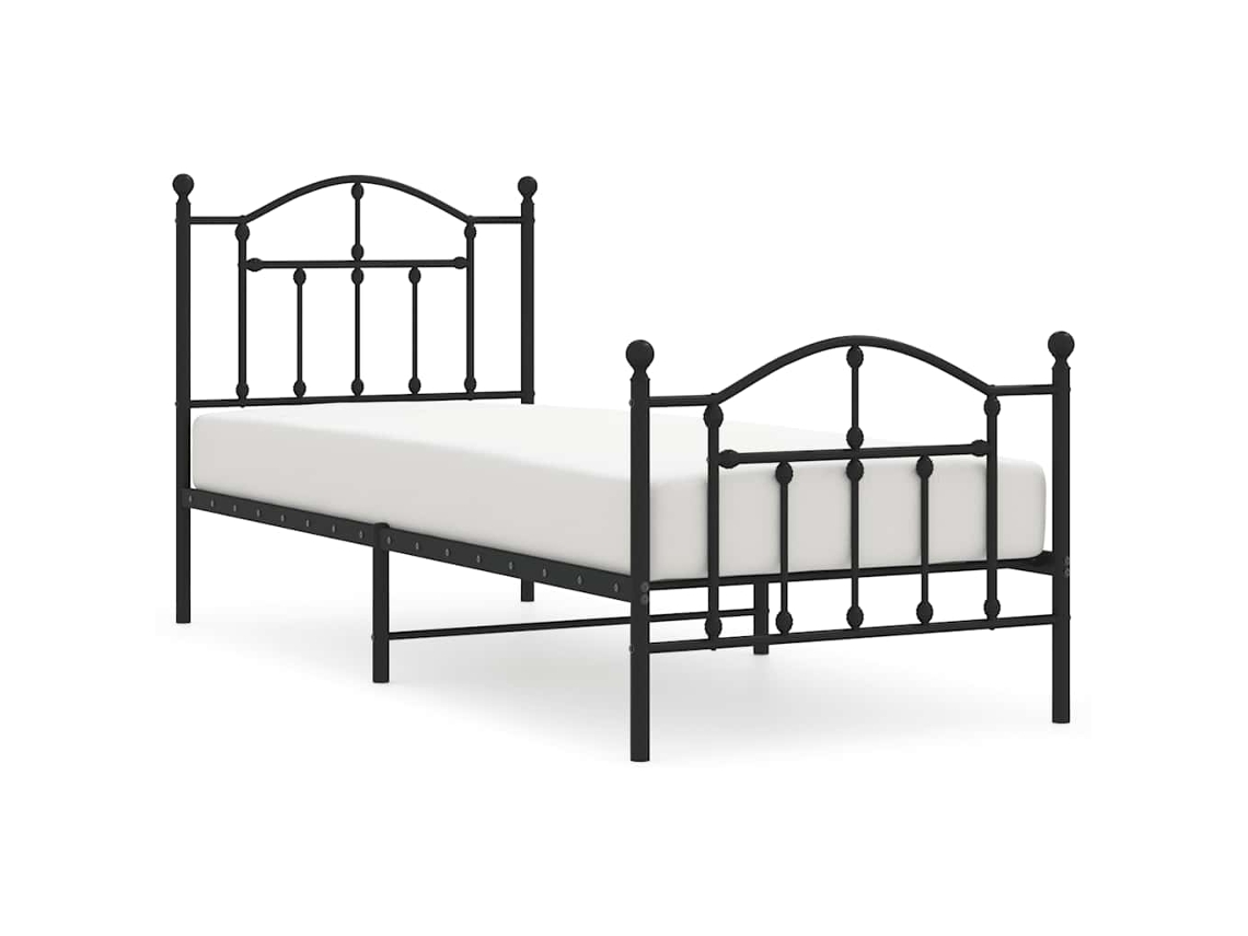 Estrutura de Cama com Cabeceira e Pés Metal Preto MAISON EXCLUSIVE 90x200 cm