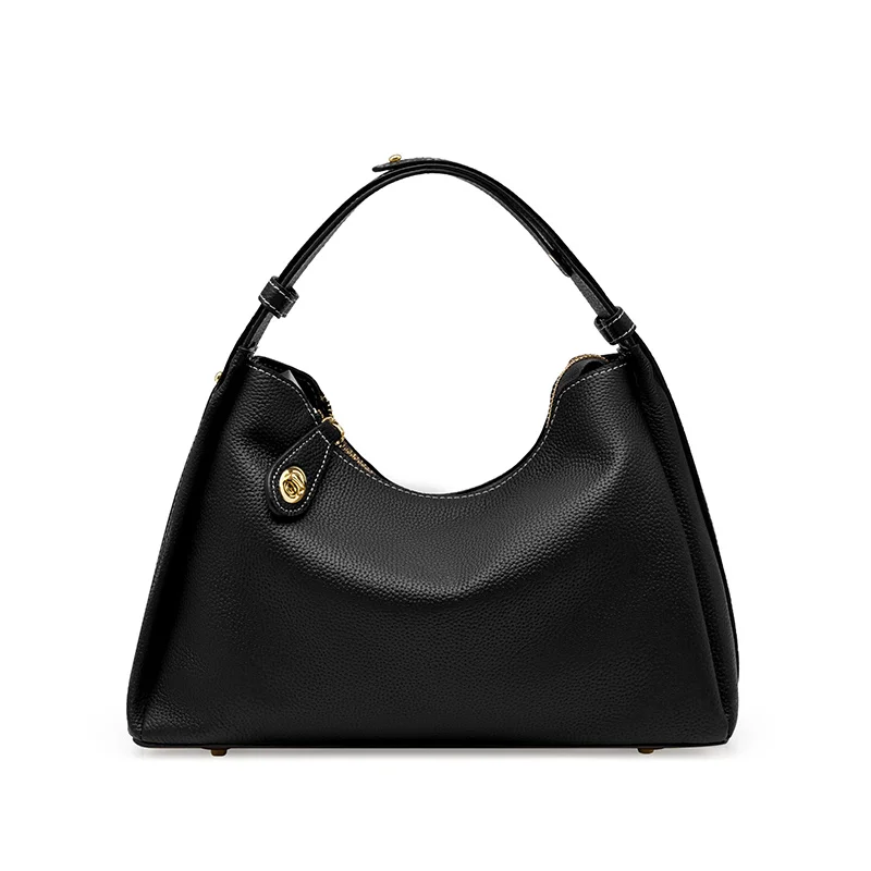 (2106-preto) Bolsa De Ombro Feminina Em Couro Genuíno, Estilo De Designer De Luxo, Bolsa Feminina Multifuncional