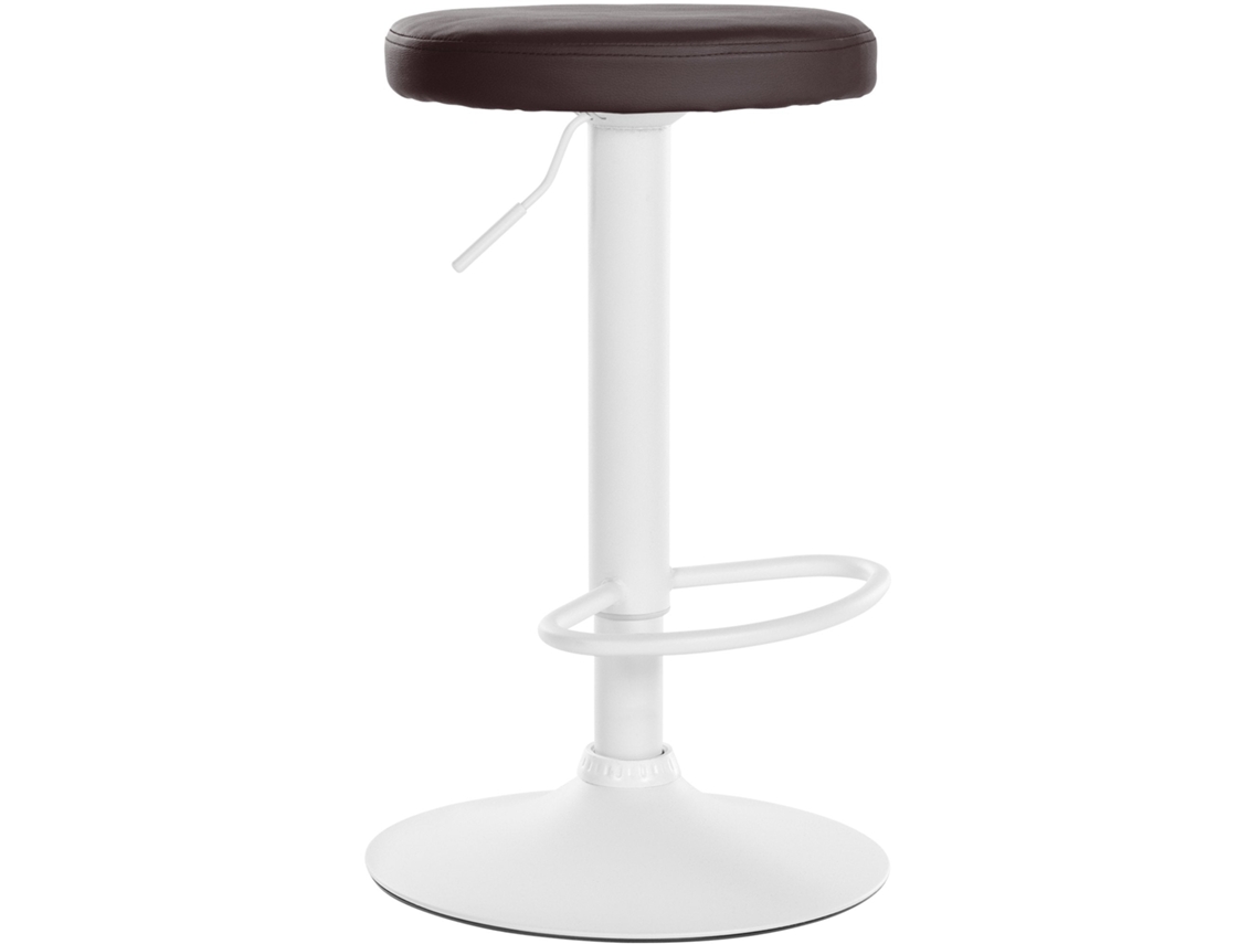 Banqueta de bar X1 Design simples Altura ajustável Estofamento em PVC marrom Pés de metal branco 10_0006801 Décoshop26