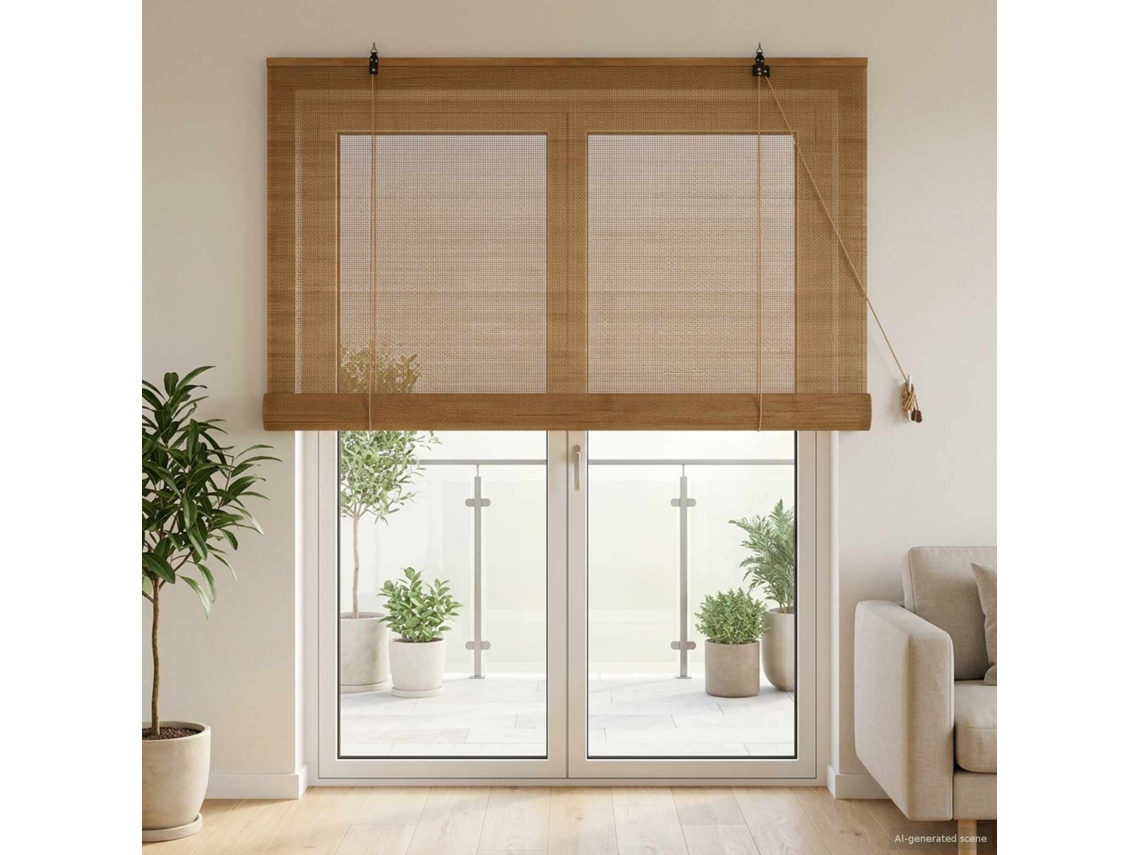 Vidaxl Estores De Rolo Castanho 130 X 220 Cm Bambu