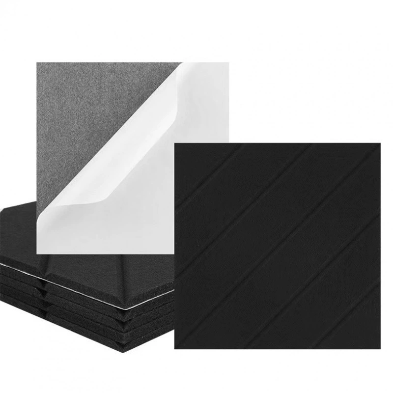 Painéis Acústicos CHRUI Poliéster Ranhuras Diag 30x30cm 12 Un (preto)