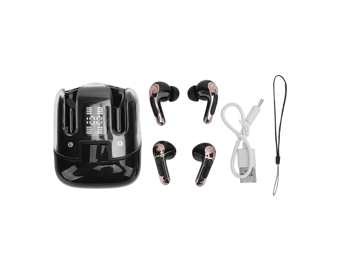 Aetheria 2 Pares Fones Ouvido Bluetooth 5.4 Tela Led Conexão Independente Baixa Latência Preto