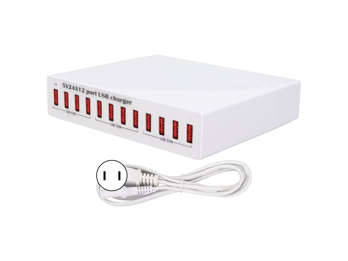 Carregador Usb (carregamento Multi-dispositivo De 12 Portas, Indicador Led De Desvio Inteligente)